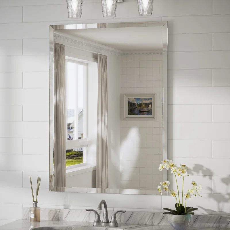 Janica Shatterproof Beveled Frameless Bathroom Vanity Mirror